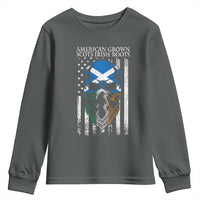 American Grown With Scots Irish Roots Youth Sweatshirt American Ulster Scots Skull Flag
