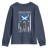 American Grown With Scots Irish Roots Youth Sweatshirt American Ulster Scots Skull Flag
