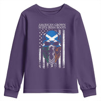 American Grown With Scots Irish Roots Youth Sweatshirt American Ulster Scots Skull Flag