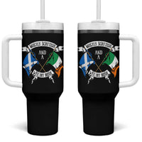 Funny Scots-Irish Pride Tumbler With Handle Mostly Scottish Wee Bit Irish