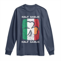 Irish Italian Pride Long Sleeve Shirt Half Gaelic Half Garlic Shamrock Ireland Italy Flag