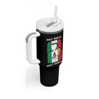 Irish Italian Pride Tumbler With Handle Half Gaelic Half Garlic Shamrock Ireland Italy Flag