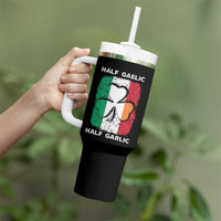 Irish Italian Pride Tumbler With Handle Half Gaelic Half Garlic Shamrock Ireland Italy Flag