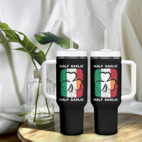 Irish Italian Pride Tumbler With Handle Half Gaelic Half Garlic Shamrock Ireland Italy Flag