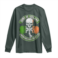 Irish Pride Long Sleeve Shirt Sons Of Ireland Shenanigans Chapter Skull Shamrock