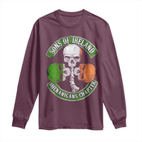 Irish Pride Long Sleeve Shirt Sons Of Ireland Shenanigans Chapter Skull Shamrock