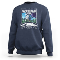 Funny Camping Sweatshirt Happiness Is Being Outdoor - Wonder Print Shop