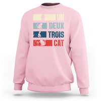 French Cat Lover Sweatshirt Un Deux Trois Funny Cats - Wonder Print Shop