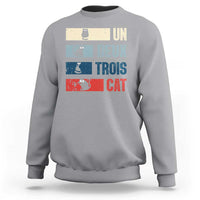 French Cat Lover Sweatshirt Un Deux Trois Funny Cats - Wonder Print Shop