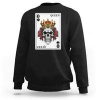 Poker Sweatshirt Couple Matching - 2/2 Card Queen Skull - Wonder Print Shop