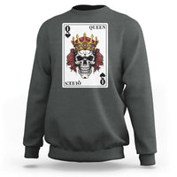 Poker Sweatshirt Couple Matching - 2/2 Card Queen Skull - Wonder Print Shop