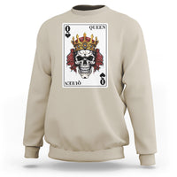 Poker Sweatshirt Couple Matching - 2/2 Card Queen Skull - Wonder Print Shop