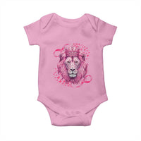 Breast Cancer Awareness Pink Lion Warrior Baby Onesie