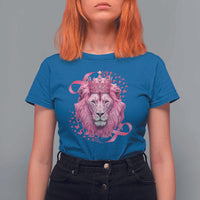 Breast Cancer Awareness Pink Lion Warrior T Shirt For Women - Wonder Print Shop