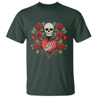 Valentine's Day T Shirt Skeleton Hand Heart Sign Red Rose Flower Gothic - Wonder Print Shop