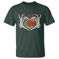 Valentine's Day T Shirt Skeleton Hand Love Sign Holding Fire Red Heart - Wonder Print Shop