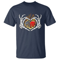 Valentine's Day T Shirt Skeleton Hand Love Sign Holding Fire Red Heart - Wonder Print Shop