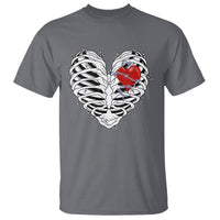 Valentine's Day T Shirt Gothic Valentine Skeleton With Barbed Wire Heart - Wonder Print Shop