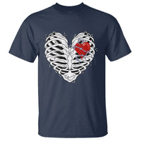 Valentine's Day T Shirt Gothic Valentine Skeleton With Barbed Wire Heart - Wonder Print Shop