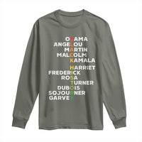 Black History Leaders Long Sleeve Shirt Obama Martin Malcolm Harriet
