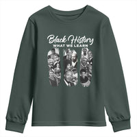 What We Learn From Black History Youth Sweatshirt Martin Malcolm Harriet Angela Rosa Frederick