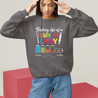 Funny Battery Life Of A Lunch Lady Sweatshirt - Wonder Print Shop