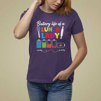 Funny Battery Life Of A Lunch Lady T Shirt For Women - Wonder Print Shop