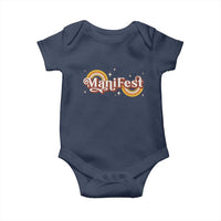 Manifest Baby Onesie Retro Groovy Rainbow Law Of Attraction