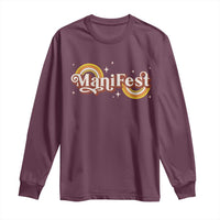 Manifest Long Sleeve Shirt Retro Groovy Rainbow Law Of Attraction