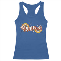 Manifest Racerback Tank Top Retro Groovy Rainbow Law Of Attraction