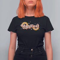 Manifest T Shirt For Women Retro Groovy Rainbow Law Of Attraction
