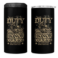 Veteran 4 in 1 Can Cooler Tumbler Duty Honor Courage Patriotic American Flag