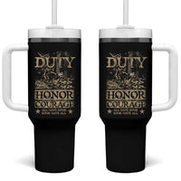 Veteran Tumbler With Handle Duty Honor Courage Patriotic American Flag