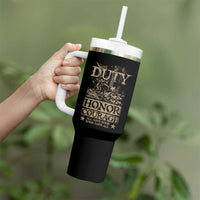 Veteran Tumbler With Handle Duty Honor Courage Patriotic American Flag