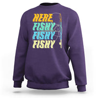 Here Fishy Fisherman Fishing Sport Angler Sweatshirt - Wonder Print Shop