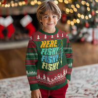 Here Fishy Fisherman Fishing Sport Angler Ugly Christmas Sweater - Wonder Print Shop