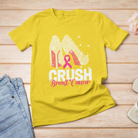 Crush Breast Cancer Awareness T Shirt For Women Bling High Heels Pink Ribbon - Wonder Print Shop