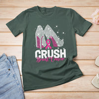 Crush Breast Cancer Awareness T Shirt For Women Bling High Heels Pink Ribbon - Wonder Print Shop