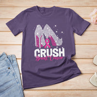 Crush Breast Cancer Awareness T Shirt For Women Bling High Heels Pink Ribbon - Wonder Print Shop