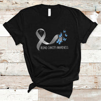 Pretty White Ribbon Butterfly Lung Cancer Awareness T Shirt - Wonder Print Shop