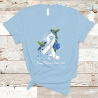 Pretty White Ribbon Bird Lung Cancer Awareness T Shirt - Wonder Print Shop