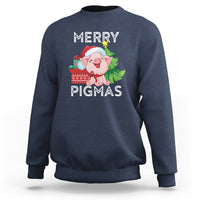 Merry Pigmas Pig Santa Christmas Light Farmer Sweatshirt - Wonder Print Shop