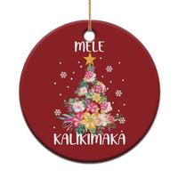 Xmas In Hawaii Christmas Ornament Mele Kalikimaka Hawaiian Christmas Tree Tropical Flower - Wonder Print Shop