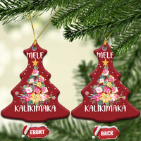 Xmas In Hawaii Christmas Ornament Mele Kalikimaka Hawaiian Christmas Tree Tropical Flower - Wonder Print Shop