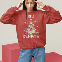 Mele Kalikimaka Hawaiian Christmas Tree Tropical Flower Sweatshirt - Wonder Print Shop