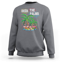 Christmas In Hawaii Sweatshirt Deck the Palms Firework Merry Christmas Flamingo - Wonder Print Shop