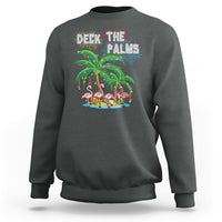 Christmas In Hawaii Sweatshirt Deck the Palms Firework Merry Christmas Flamingo - Wonder Print Shop