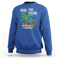 Christmas In Hawaii Sweatshirt Deck the Palms Firework Merry Christmas Flamingo - Wonder Print Shop