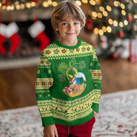 Xmas In Hawaii Ugly Christmas Sweater Palm Tree Firework Santa At Beach Drinking Coconut - Wonder Print Shop