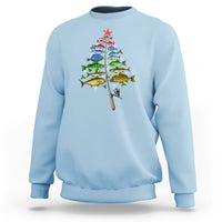Aquatic Christmas Tree Fisherman Colorful Fish Sweatshirt - Wonder Print Shop